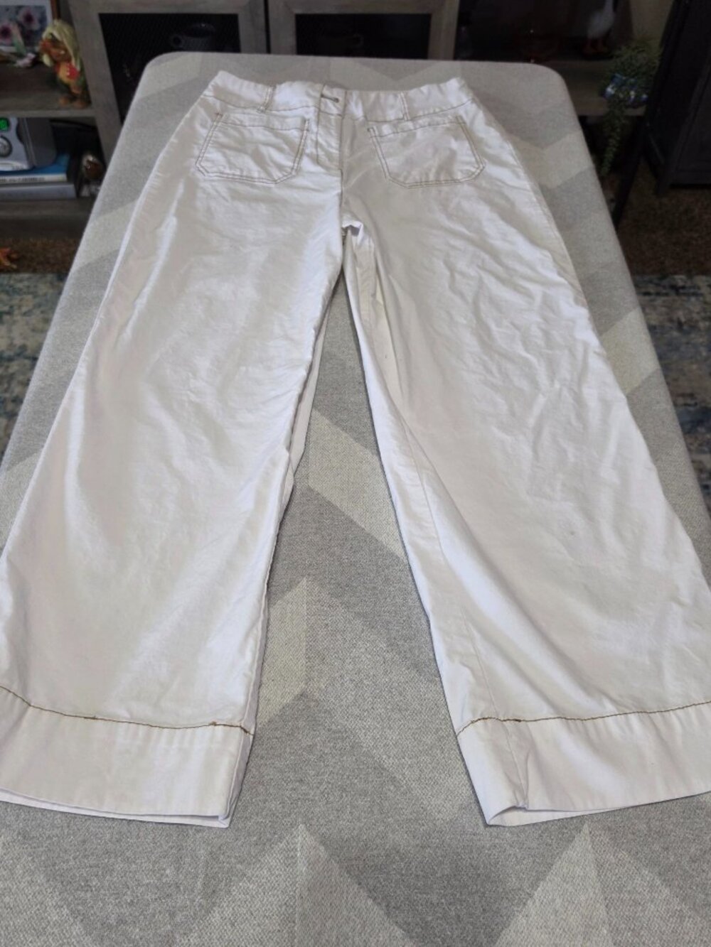 Nicole Miller Womens Beige Wide-Leg Pants US 8 Cotton Blend Casual Style